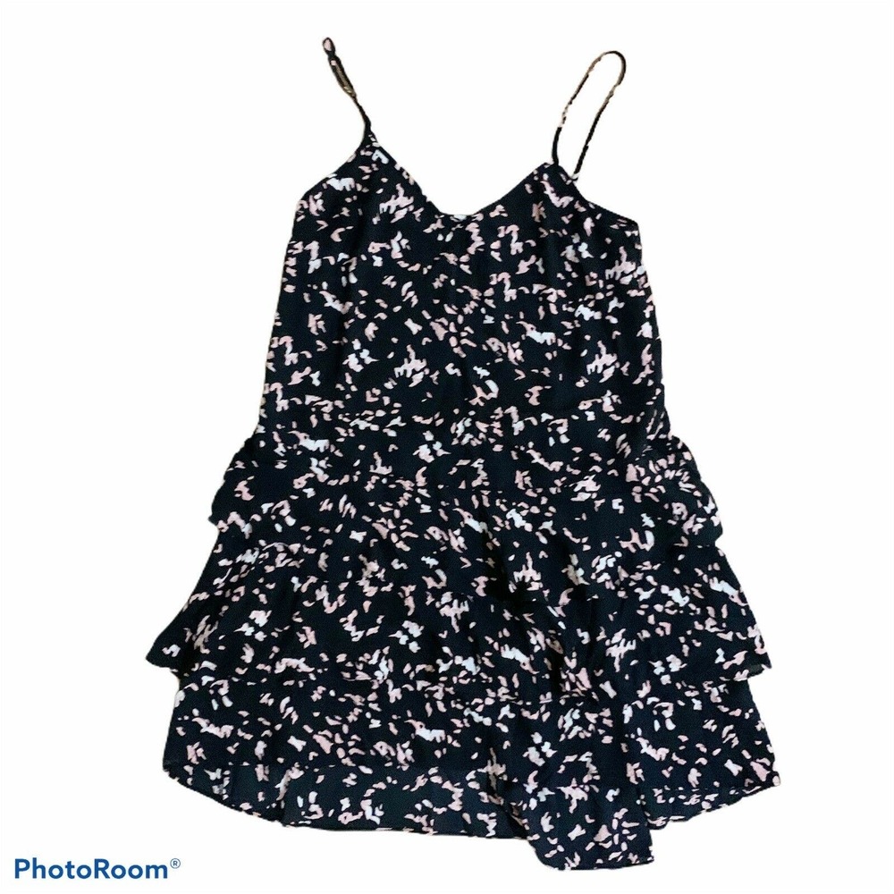 Leith women's black pink dress size Small spaghetti strap ruffle